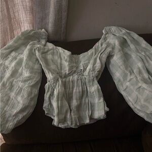 Chic Puff Sleeve Blouse - Mint Green